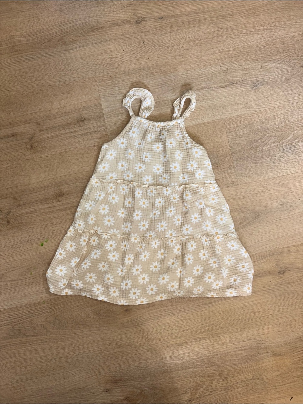 Rabbit and Bear Cream Daisy Tiered Sundress with Adjustable Straps